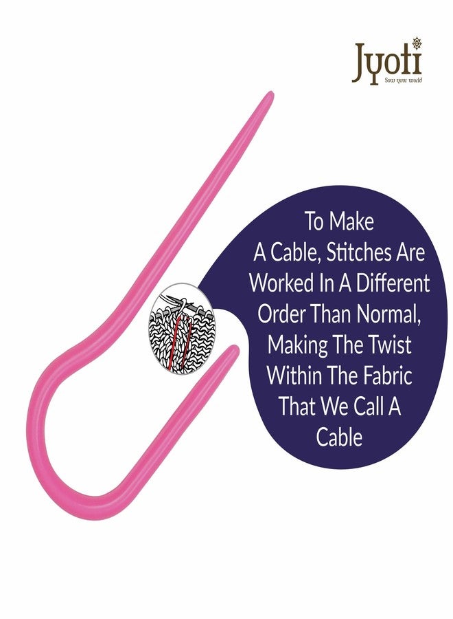 Jyoti U-Shaped Cable Needle - Plastic (4 Pieces in a Pouch) Twist Curved Crochet Hook, Hold & Keep Stitching Uniform, Stitch Holder for Knitting, Crocheting, Sewing, and DIY Crafts - Pack of 5 Pouches - Image 5